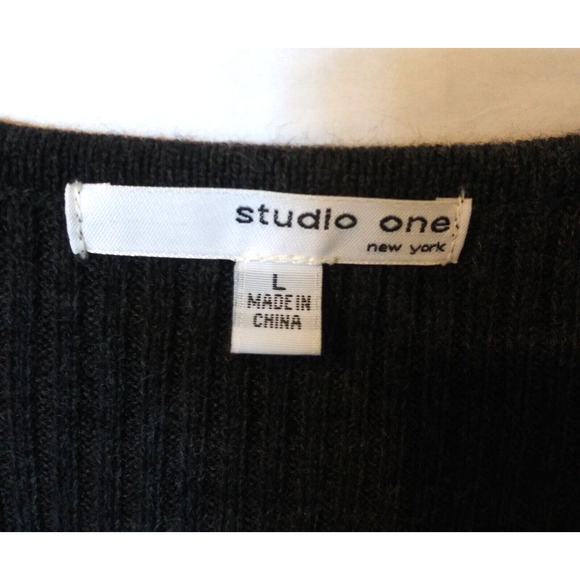 Studio One New York Sweater Dress Womens Large L Multicolor Striped 3/4 Sleeve - Picture 4 of 11